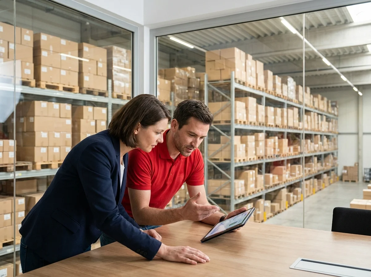 Ejecutivo de cuenta RapidPack reunido con un cliente corporativo
